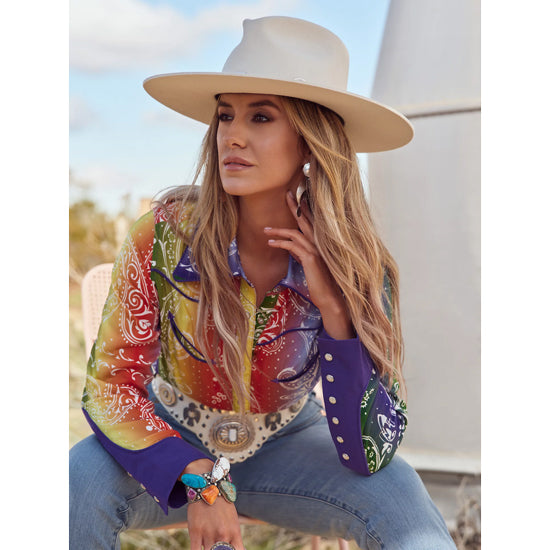 Wrangler Lainey Wilson Rainbow Bandana Top