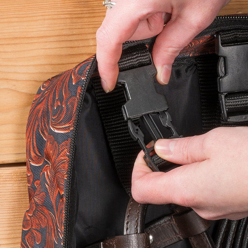 Tough 1 Tooled Leather Carved Double Sided Padded Halter Bag