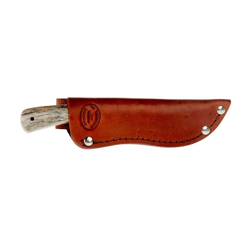 Moore Maker Hunter Whitetail Antler Knife w/Sheath 6100W
