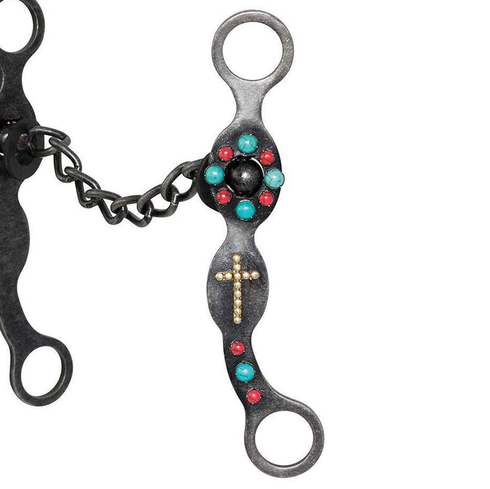 Cowboy Tack Southwest Collection Dark Grey Steel Cross Chain Bit