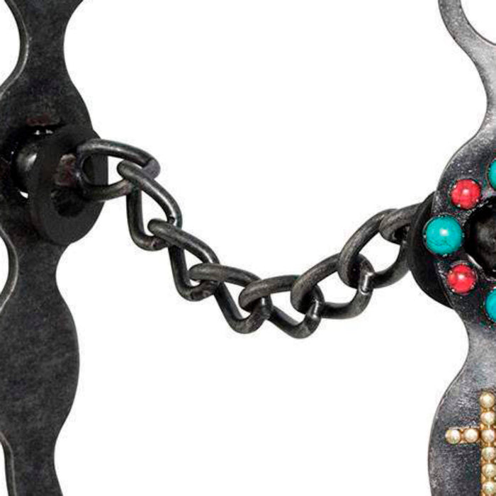 Cowboy Tack Southwest Collection Dark Grey Steel Cross Chain Bit