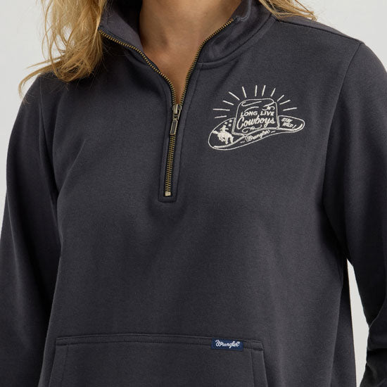 Wrangler Womens Long Live Cowboys 1/4 Zip Pullover