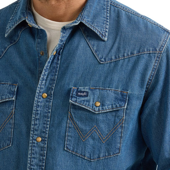 Wrangler Men's Dark Wash Denim Shirt