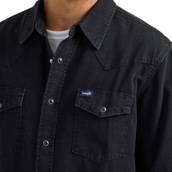 Wrangler Men's Authentic Black Denim Shirt