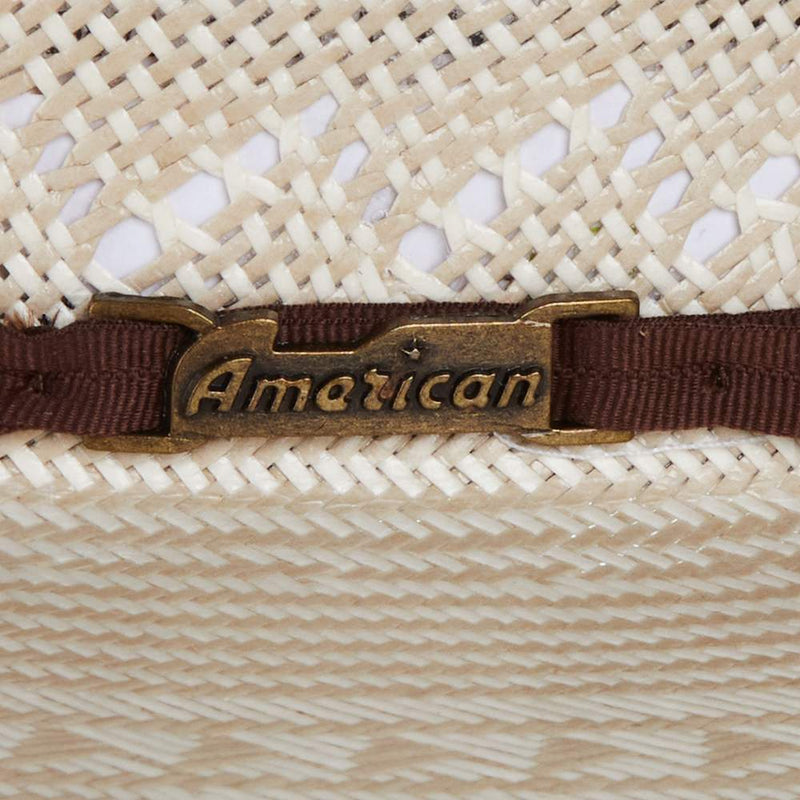 American Hats AHC 6200 Fancy Weave Fancy Vent Ivory and Tan 4 1/4in. Brim Round Oval Open Crown Cowboy Hat