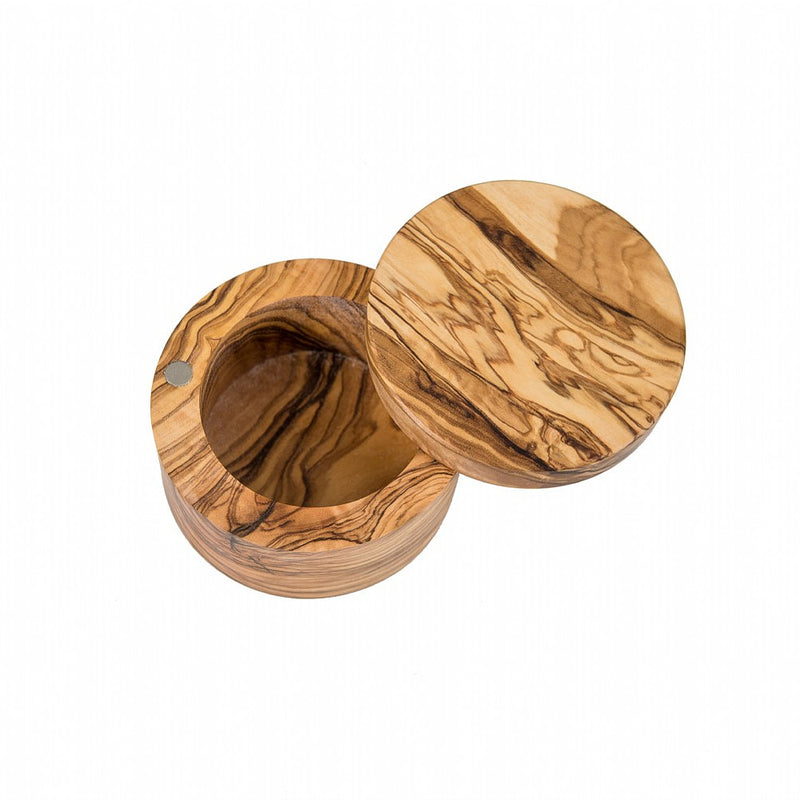 Lipper Martin And Associates Olive Wood Salt Box with Swivel Cover