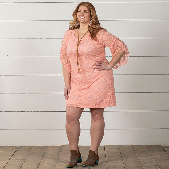 Jody Cowgirl Social Blush Lace Plus Dress