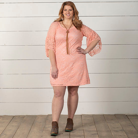 Jody Cowgirl Social Blush Lace Plus Dress