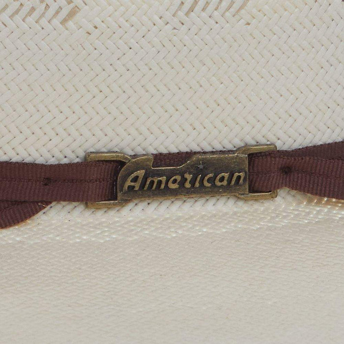 American Hats AHC Ivory and Tan 6300 Round Oval 5 Inch Brim Open Crown Straw Hat