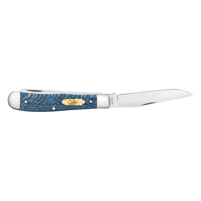 Case Knives Smooth Blue Sycamore Wood Trapper Knife