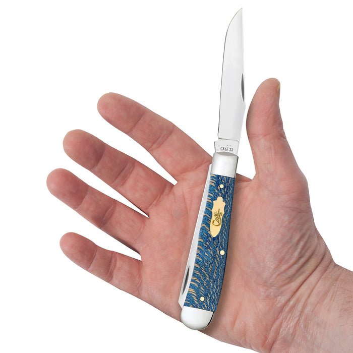 Case Knives Smooth Blue Sycamore Wood Trapper Knife