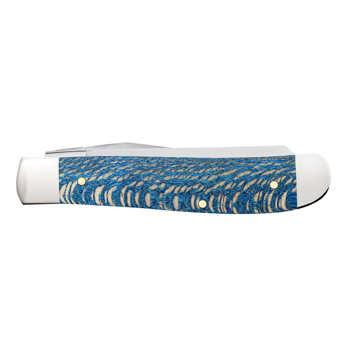 Case Knives Smooth Blue Sycamore Wood Mini Trapper Knife