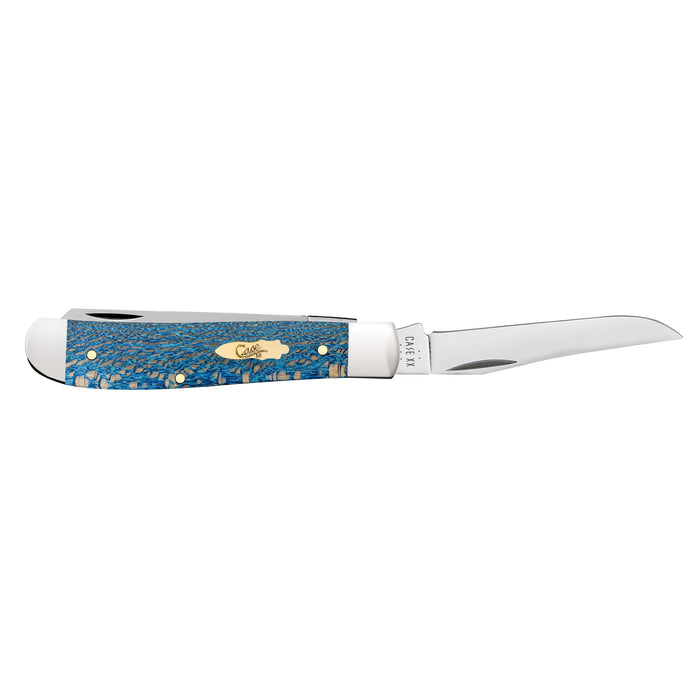 Case Knives Smooth Blue Sycamore Wood Mini Trapper Knife