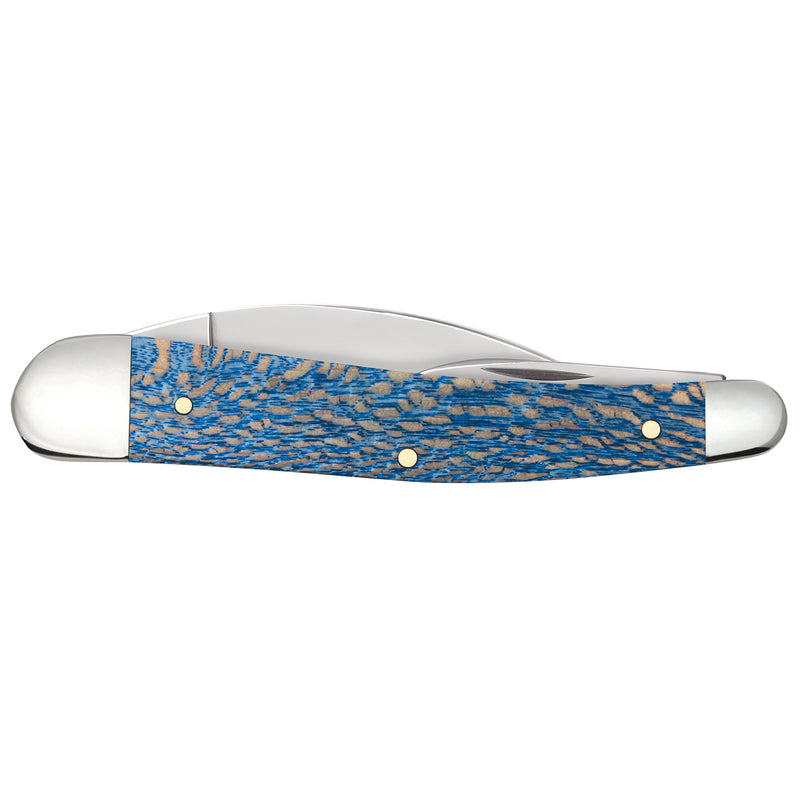 Case Knives Smooth Blue Sycamore Wood Seahorse Whittler Knife
