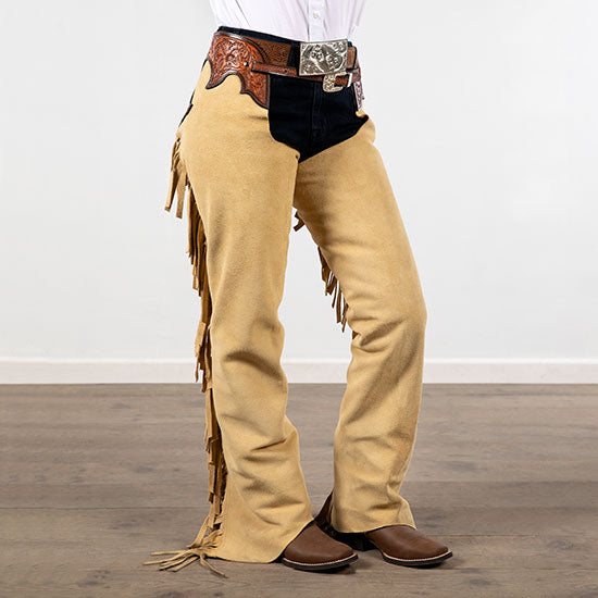 Tough 1 Beige Suede Tooled Chaps