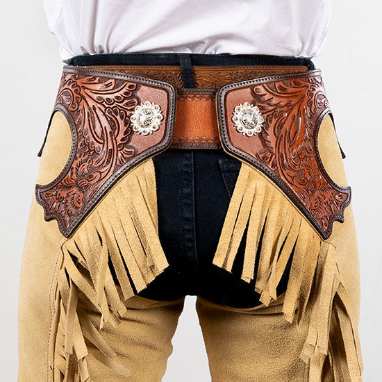 Tough 1 Beige Suede Tooled Chaps