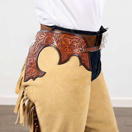 Tough 1 Beige Suede Tooled Chaps