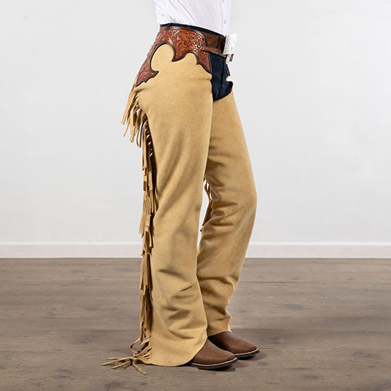 Tough 1 Beige Suede Tooled Chaps