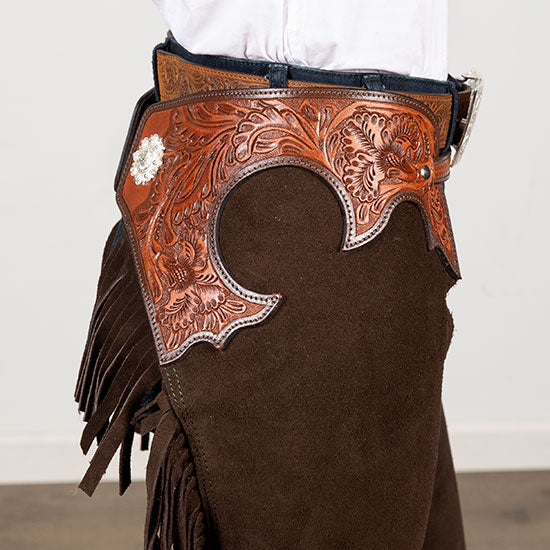 Tough 1 Chocolate Suede Tooled Chaps