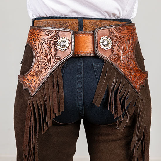 Tough 1 Chocolate Suede Tooled Chaps