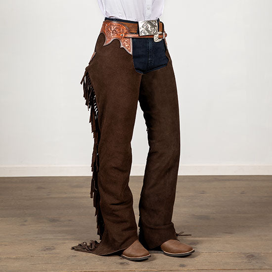 Tough 1 Chocolate Suede Tooled Chaps