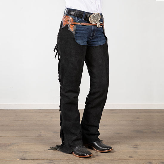 Tough 1 Black Suede Tooled Chaps