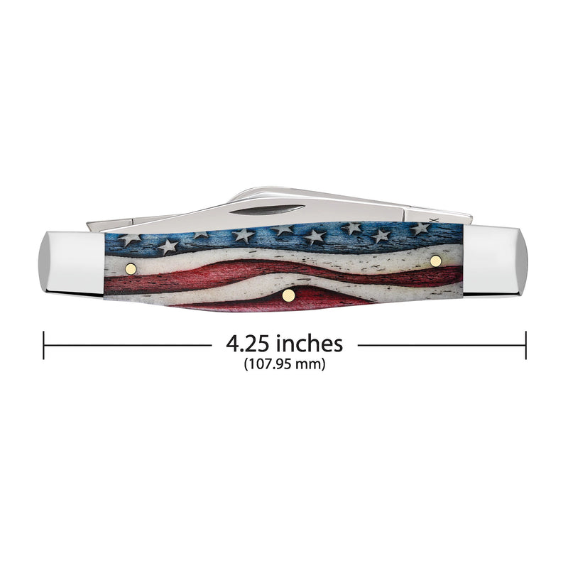 Case XX Large Stockman Star Spangled Series Embellished Smooth Natural Bone Pocket Knife CA64142