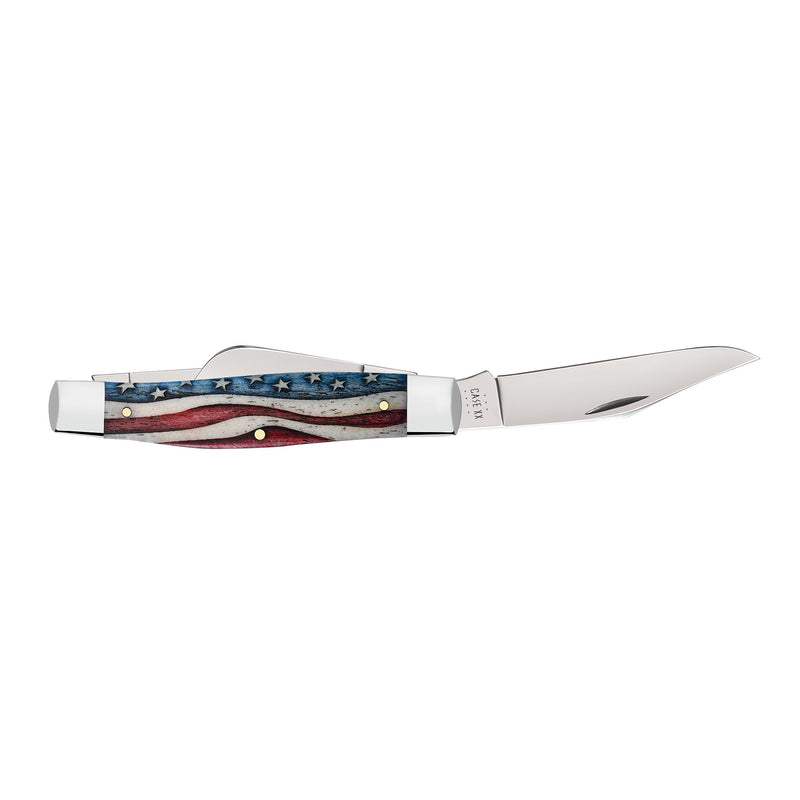 Case XX Large Stockman Star Spangled Series Embellished Smooth Natural Bone Pocket Knife CA64142