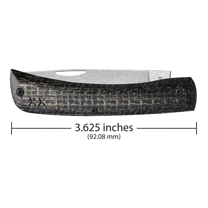 Case Knives Crossroads Black Burlap Laminate Sod Buster Jr with Dayglow G-10 Knife