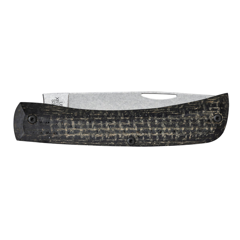 Case Knives Crossroads Black Burlap Laminate Sod Buster Jr with Dayglow G-10 Knife