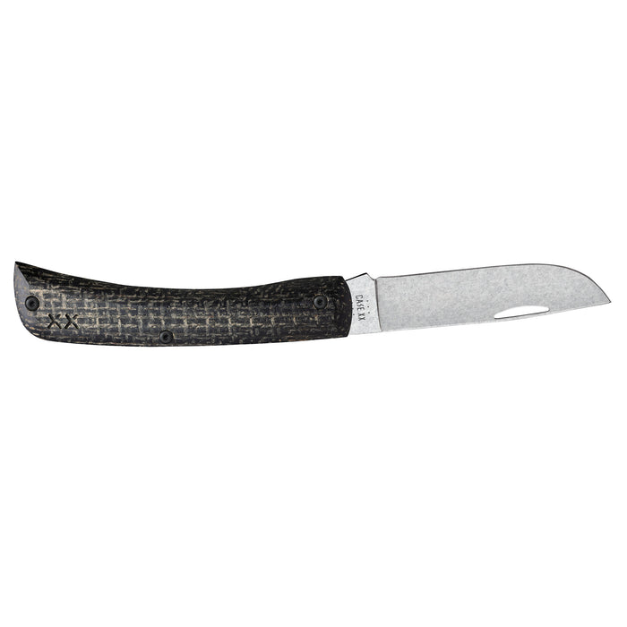 Case Knives Crossroads Black Burlap Laminate Sod Buster Jr with Dayglow G-10 Knife