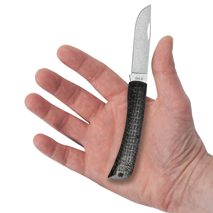 Case Knives Crossroads Black Burlap Laminate Sod Buster Jr with Dayglow G-10 Knife