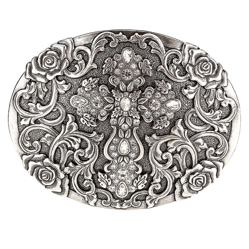 Women's M&F Oval Cross Rhinestone Buckle