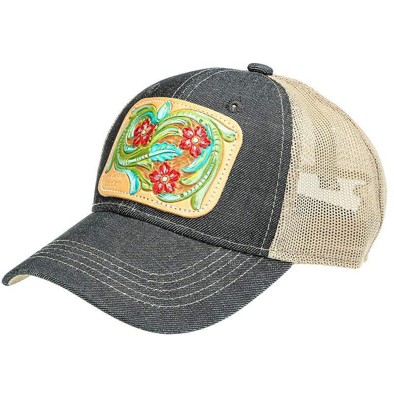 Mcintire Saddlery Women's Painted Floral Denim Cap