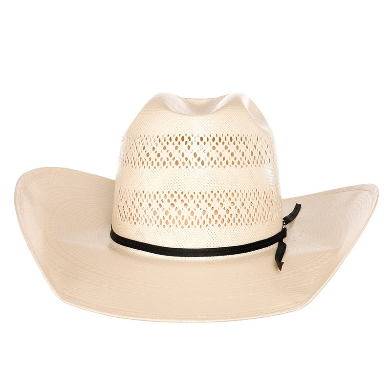 American Hats Two Row Fancy Vent Ivory 4 1/4in Brim Black Band Straw Hat