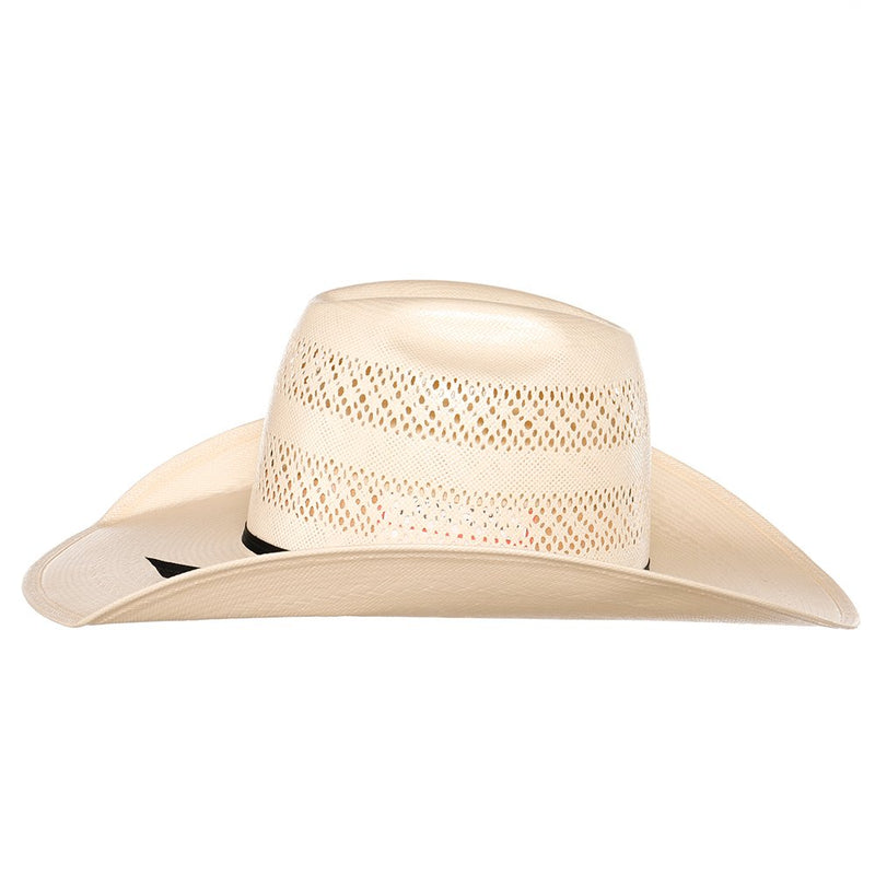 American Hats Two Row Fancy Vent Ivory 4 1/4in Brim Black Band Straw Hat