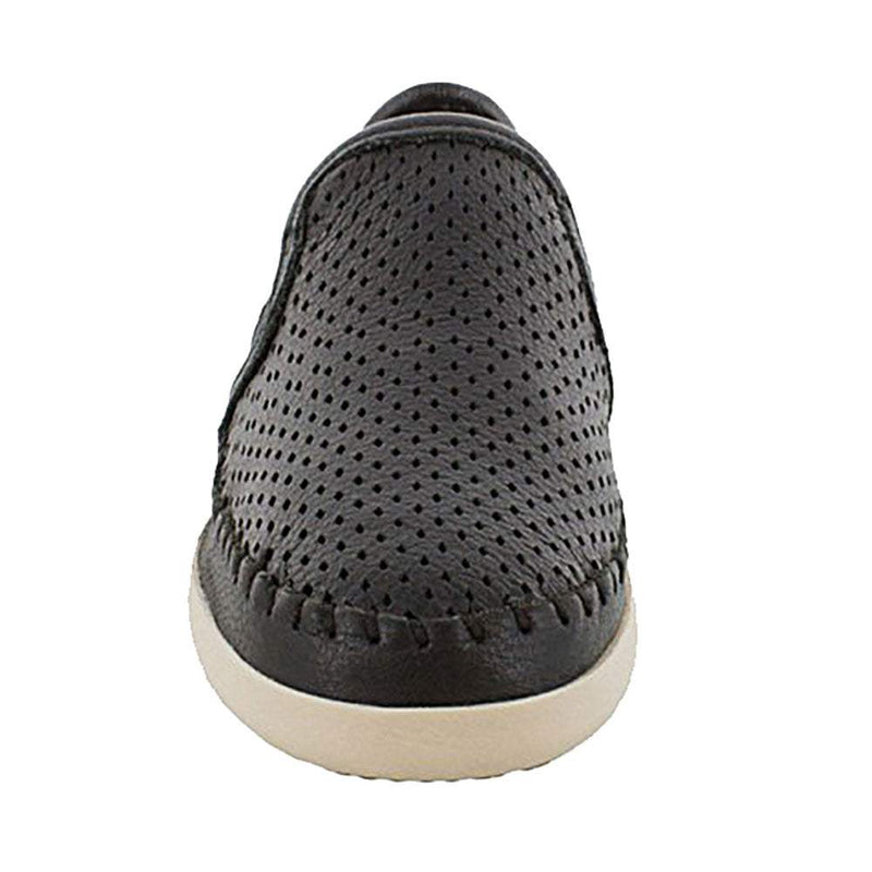 Minnetonka Women's Pacific Black Leather Perforated Slip On