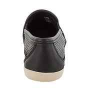 Minnetonka Women's Pacific Black Leather Perforated Slip On
