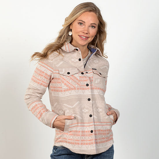 Rock & Roll Denim Peach Aztec Shirt Jacket
