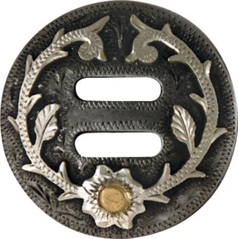 Blue Iron Floral Concho With Slots - 1-1/2 inch