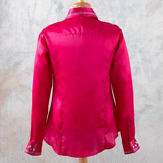 Royal  Highness Magenta Satin Faux Button Bling Show Top