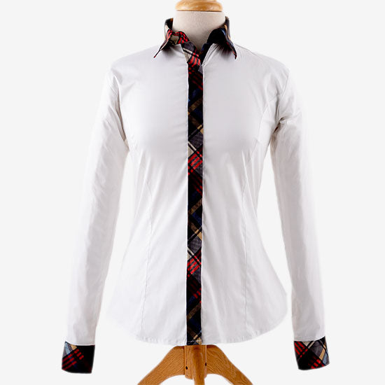 Royal  Highness Checkered Plaid Hidden Zip Show Top