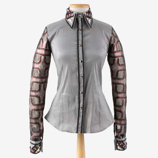 Royal  Highness Scarlet Shadow Sheer Sleeve Show Blouse