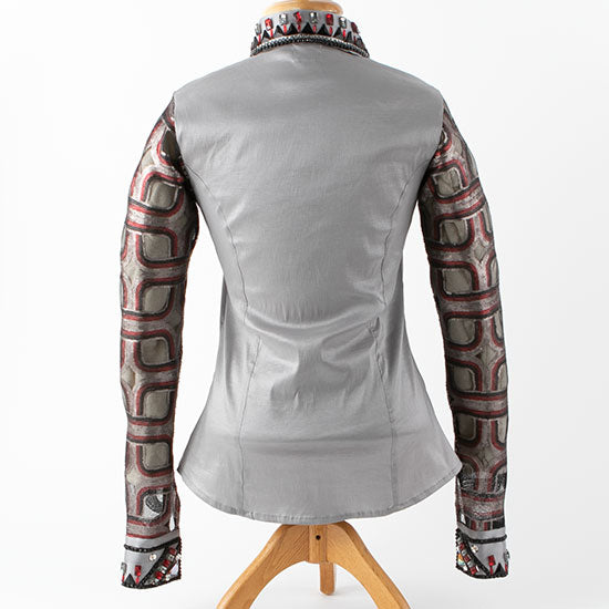 Royal  Highness Scarlet Shadow Sheer Sleeve Show Blouse
