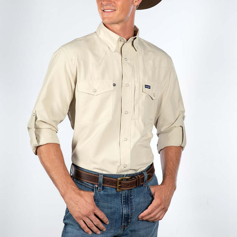 Wrangler Men's White Performance Long Sleeve Shirt