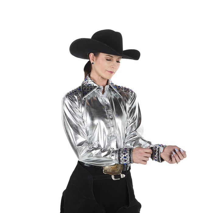 Royal  Highness Women's Chrome Charisma Metallic Show Blouse