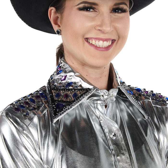Royal  Highness Women's Chrome Charisma Metallic Show Blouse