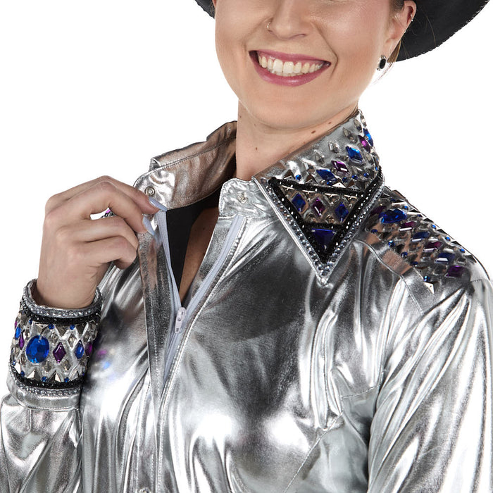 Royal  Highness Women's Chrome Charisma Metallic Show Blouse