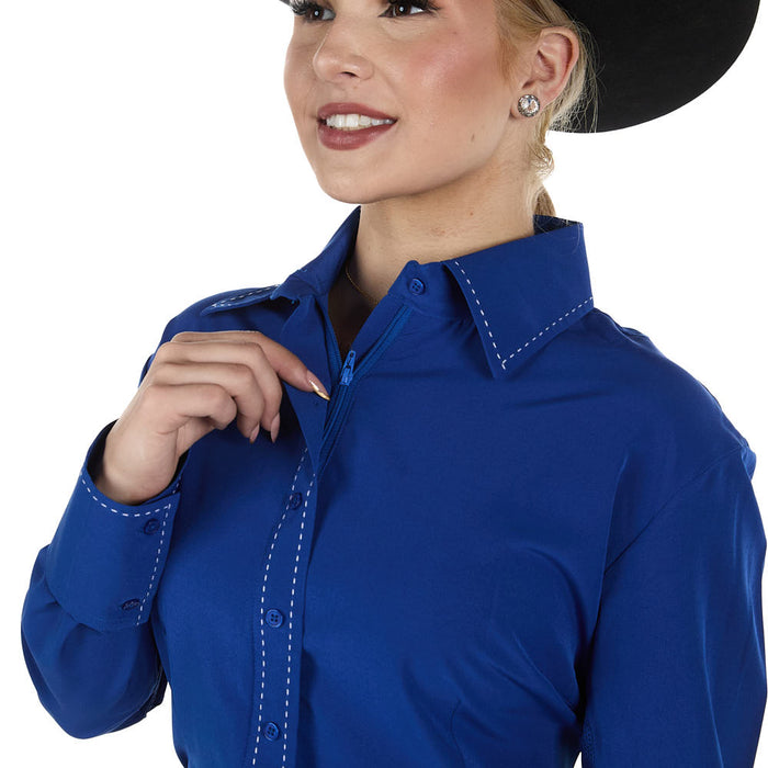 Royal  Highness Women's Bucking Blue Buckstitch Vented Show Top