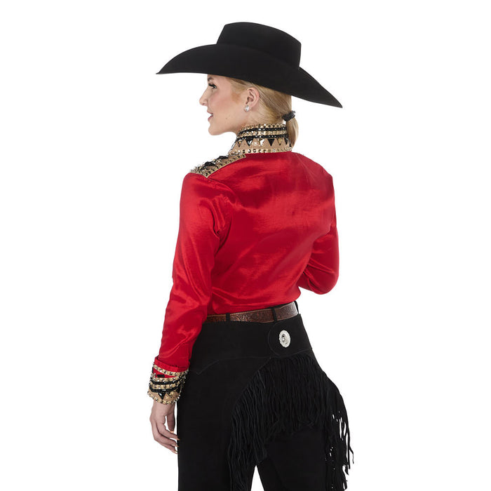 Royal  Highness Women's Red, Black, & Gold Taffeta Show Shirt